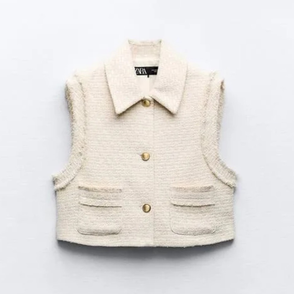 ZARA Textured Frayed Vest